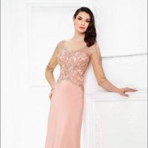 Montage by Mon Cheri Peach and Gold Wedding Dress